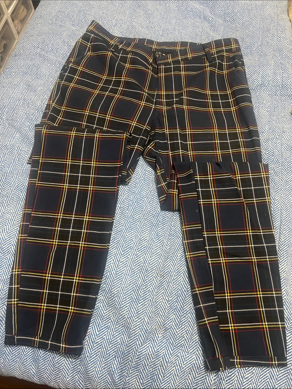 Original Use Black Plaid Chinos with Red and Yellow Windowpane